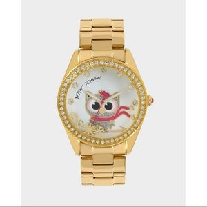 Betsey Johnson Gold Snowflake Owl Watch